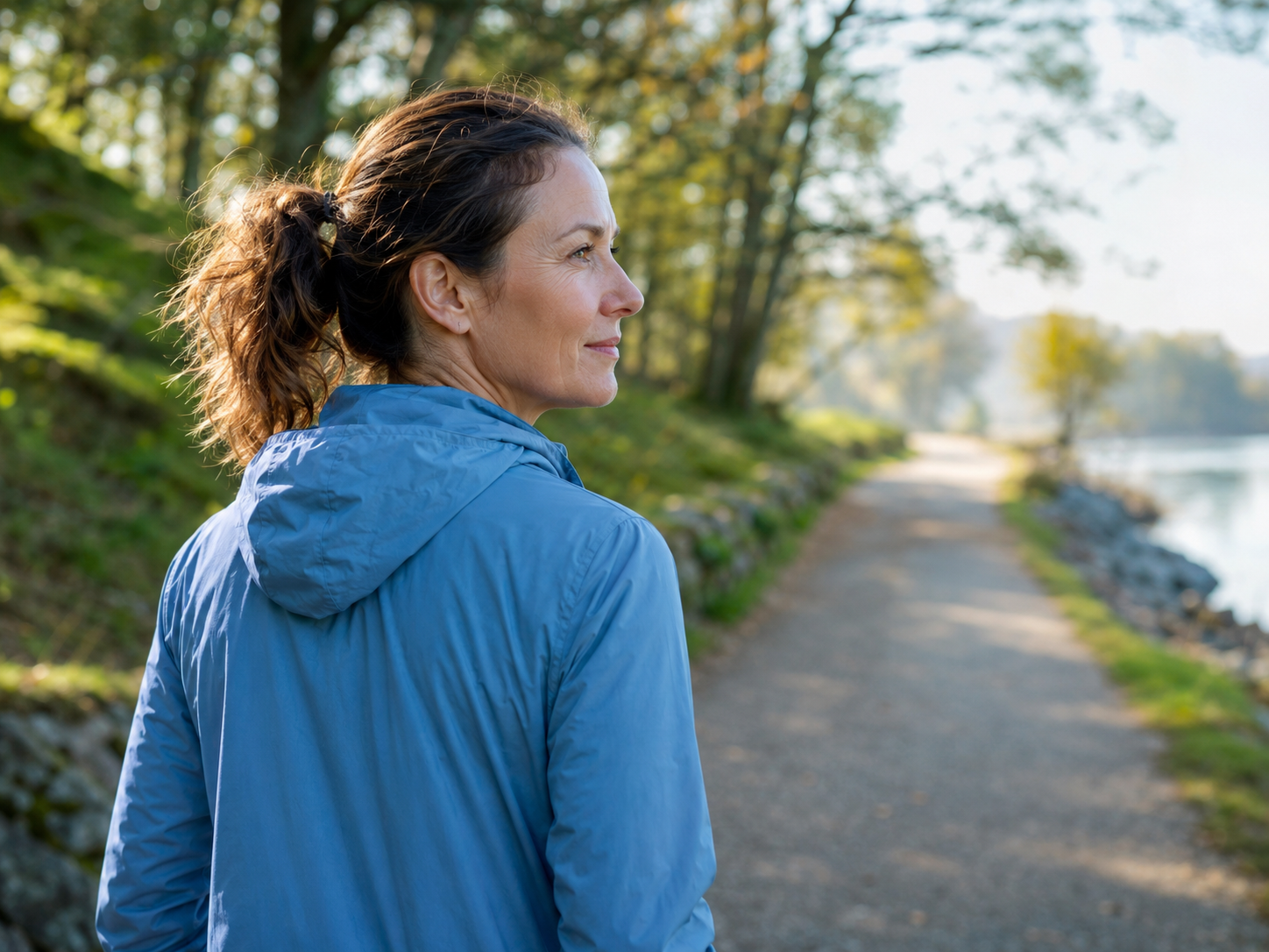 An active woman enjoying an outdoor walk