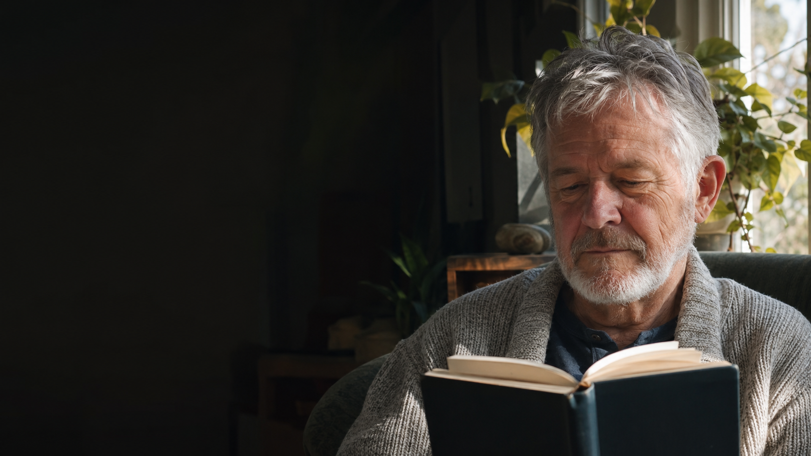 An older adult at home in a bright everyday setting